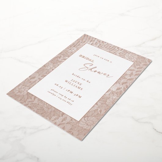 エレガントバラ金ゴールドブライダルシャワー 箔招待状 (回転した状態)