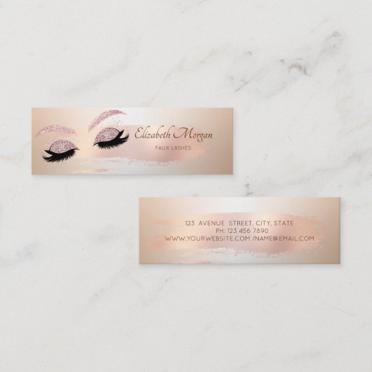 エレガントバラ金ゴールドブラシのストローク、グリッターのラフェイクッシュ スキニー名刺 (正面/裏面)