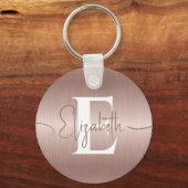 エレガントバラ金ゴールドブラシ付きメタルガーリーモノグラムの キーホルダー (正面)