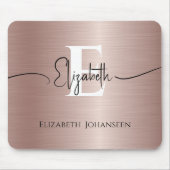 エレガントバラ金ゴールドブラシ付きメタル白モノグラムの色 マウスパッド (正面)