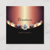 エレガントバラ金ゴールドブラックきらめくジュエルズダイアモンド スクエア名刺 (正面)