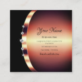 エレガントバラ金ゴールドブラックきらめくジュエルズダイアモンド スクエア名刺 (裏面)