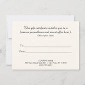 エレガントバラ金ゴールドブラックサロンギフト証明書 (裏面)