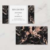 エレガントバラ金ゴールドブラック大理石結婚のレジストリ エンクロージャーカード (正面/裏面)