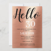 エレガントバラ金ゴールドブラックHello 30誕生日   招待状 (正面)