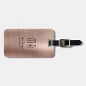 エレガントバラ金ゴールドブラッシュド金モノグラムの属 ラゲッジタグ (正面横)