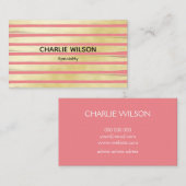 エレガントバラ金ゴールドホイル絵を描ストライプのプロフェッショナル 名刺 (正面/裏面)