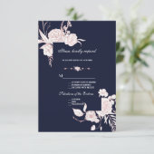 エレガントバラ金ゴールドホワイトフラワーフレーム結婚ズ 出欠カード (スタンド正面)