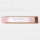 エレガントバラ金ゴールドホワイトマーブルテンプレートモダン デスクネームプレート (正面)