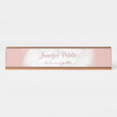 エレガントバラ金ゴールドホワイトマーブルテンプレートモダン デスクネームプレート (正面)