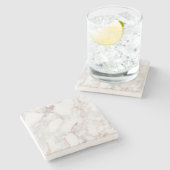 エレガントバラ金ゴールドホワイトマーブルトレンディーテンプレート ストーンコースター (横)