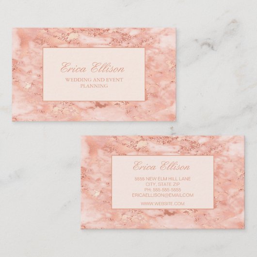 エレガントバラ金ゴールドマーブルウェディングプランナー 名刺 (正面/裏面)