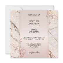 エレガントバラ金ゴールドマーブルフローラ結婚式招待状