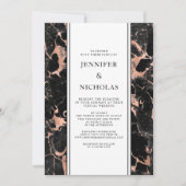 エレガントバラ金ゴールドマーブルヴァーチャル結婚ズ 招待状 (正面)