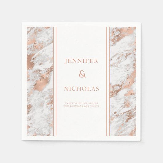 エレガントバラ金ゴールドマーブル結婚ズ スタンダードカクテルナプキン (正面)