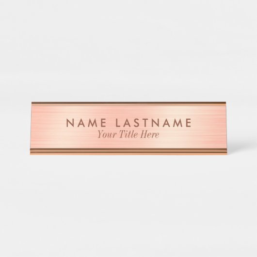 エレガントバラ金ゴールドミニマルデリケートモダン デスクネームプレート (正面)
