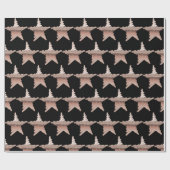 エレガントバラ金ゴールドメタリックルックスターブラック ラッピングペーパー (フラット)