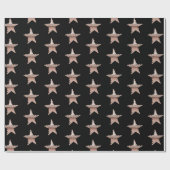 エレガントバラ金ゴールドメタリックルックスターブラック ラッピングペーパー (フラット)