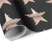 エレガントバラ金ゴールドメタリックルックスターブラック ラッピングペーパー (ロールコーナー)