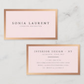 エレガントバラ金ゴールドメタリック赤面ピンクミニマリスト 名刺 (正面/裏面)