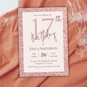 エレガントバラ金ゴールドモダングリッター17誕生日 招待状