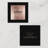 エレガントバラ金ゴールドモダンスクエアのミニマリストブラック スクエア名刺 (正面/裏面)