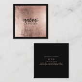 エレガントバラ金ゴールドモダンスクエアのミニマリストブラック スクエア名刺 (正面/裏面)