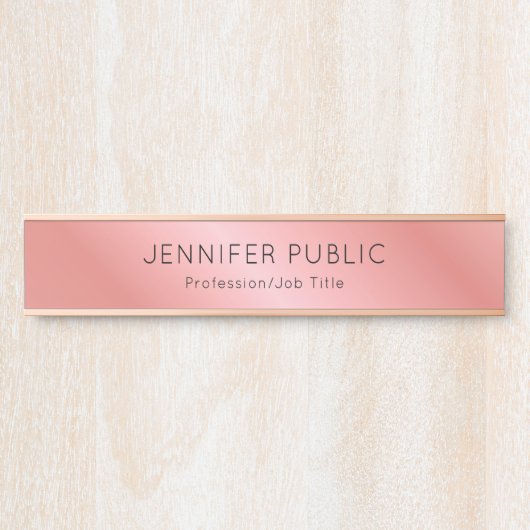 エレガントバラ金ゴールドモダンパーソナライズされたテンプレート サインプレート (正面)