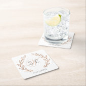 エレガントバラ金ゴールドモノグ結婚ラム スクエアペーパーコースター (インサイチュ)