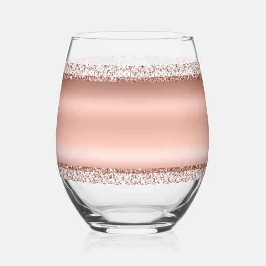 エレガントバラ金ゴールドモノグ結婚ラム ステムなしワイングラス (裏面)