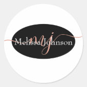 エレガントバラ金ゴールドレタリングオンブラック ラウンドシール (正面)