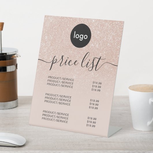 エレガントバラ金ゴールドロゴビジネス価格表 台座サイン (インサイチュ)