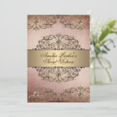 エレガントバラ金ゴールドヴィンテージダマスクSweet sixteen 招待状 (スタンド正面)