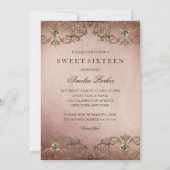 エレガントバラ金ゴールドヴィンテージダマスクSweet sixteen 招待状 (裏面)