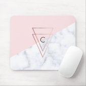 エレガントバラ金ゴールド三角形ホワイトマーブルピンク マウスパッド (マウス)