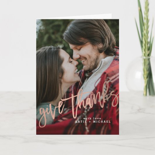 エレガントバラ金ゴールド与え 感謝してい サンキューカード (正面)