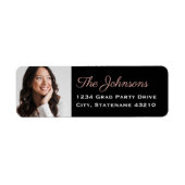 エレガントバラ金ゴールド写真卒業差出人住所 ラベル (正面)