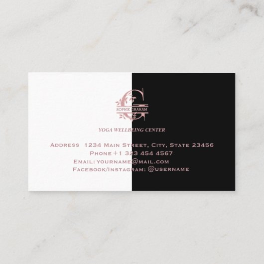 エレガントバラ金ゴールド分カスタム割モノグラム文字G 名刺 (裏面)