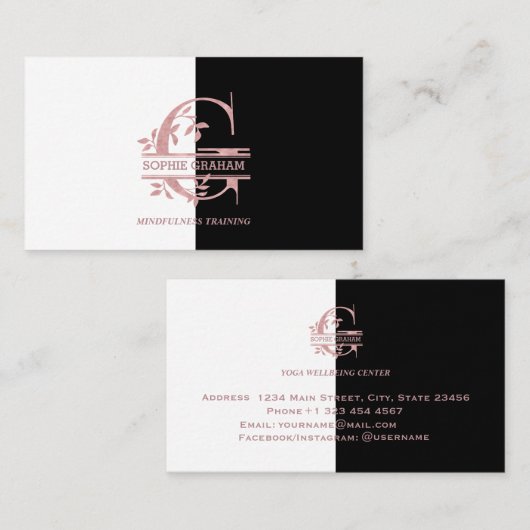 エレガントバラ金ゴールド分カスタム割モノグラム文字G 名刺 (正面/裏面)