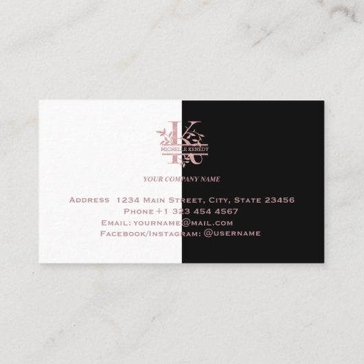 エレガントバラ金ゴールド分カスタム割モノグラム文字K 名刺 (裏面)