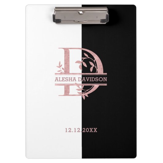 エレガントバラ金ゴールド分カスタム割モノグラムA B C D クリップボード (正面)