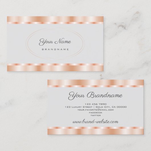 エレガントバラ金ゴールド効果の色（明るい灰色） 名刺 (正面/裏面)