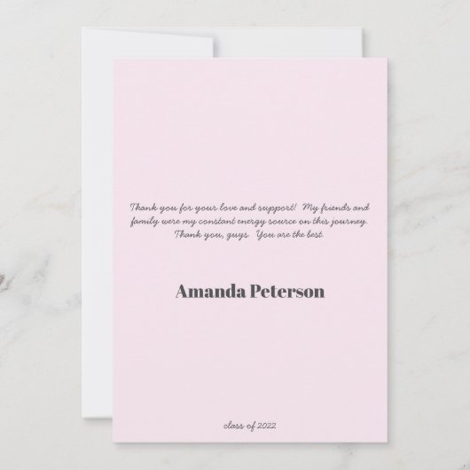 エレガントバラ金ゴールド卒業サンキューカード 招待状 (裏面)