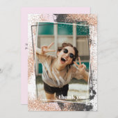 エレガントバラ金ゴールド卒業サンキューカード 招待状 (正面/裏面)