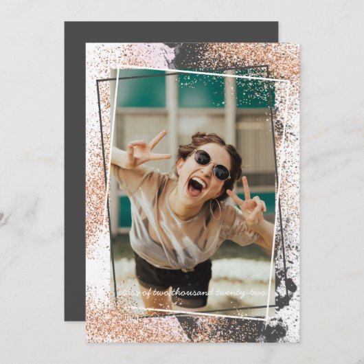 エレガントバラ金ゴールド卒業パーティ招待状 招待状 (正面/裏面)