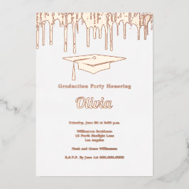 エレガントバラ金ゴールド卒業党 箔招待状