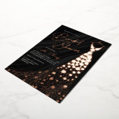 エレガントバラ金ゴールド及び黒モダンブライダルシャワー 箔招待状 (回転した状態)