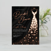 エレガントバラ金ゴールド及び黒モダンブライダルシャワー 箔招待状 (立ち正面)