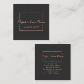 エレガントバラ金ゴールド壊れたフレーム濃い灰色 スクエア名刺 (正面/裏面)
