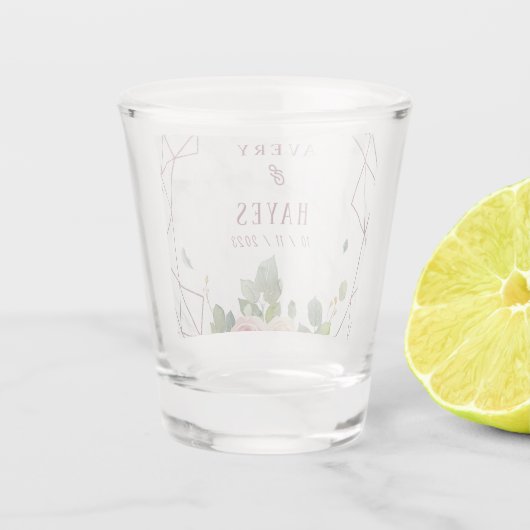 エレガントバラ金ゴールド幾何結婚式 ショットグラス (裏面)